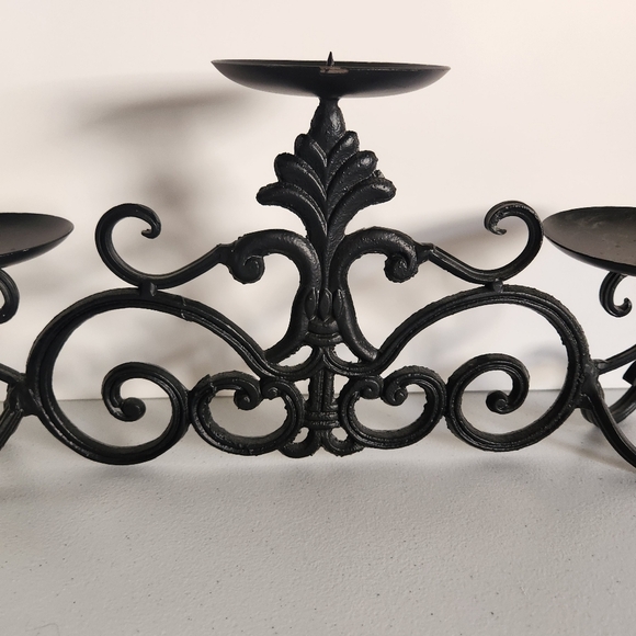 Vintage Black Metal Fireplace Candleabra Candle Holder Rustic Goth Farmhouse 90s - Picture 3 of 5